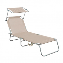 Aga Zahradní polohovací lehátko se stříškou Béžové